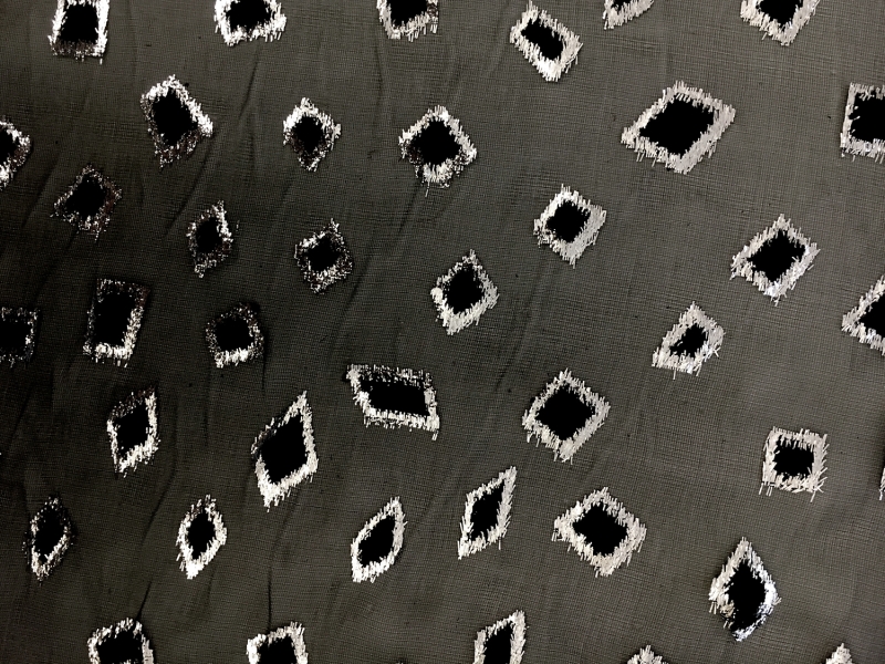 Poly and Lurex Burnout Velvet with Diamonds0