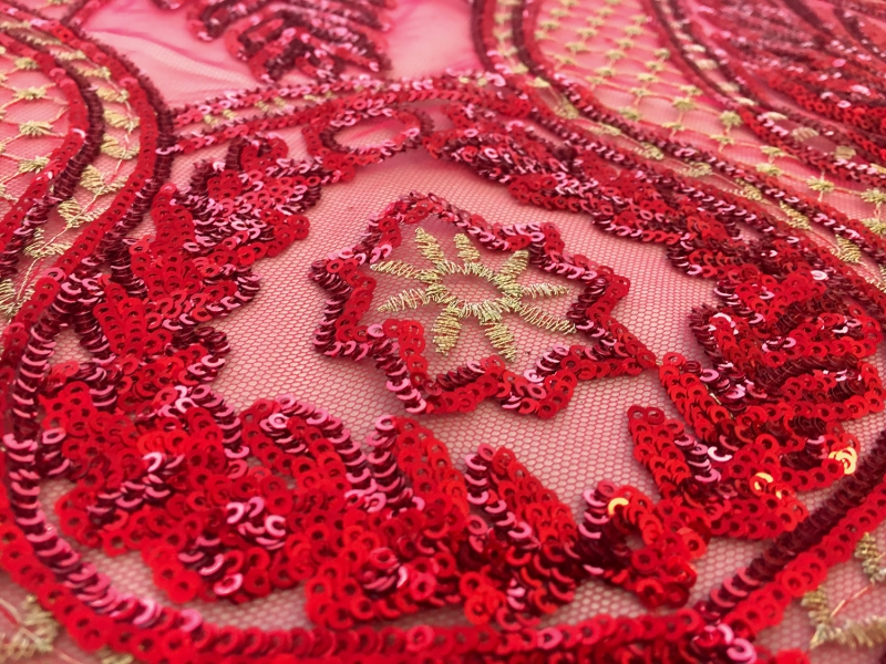 Sequins on Tulle with Ornate Art Nouveau Patterns2