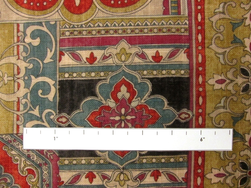 Linen Blend Upholstery Middle Eastern Deco Print 1