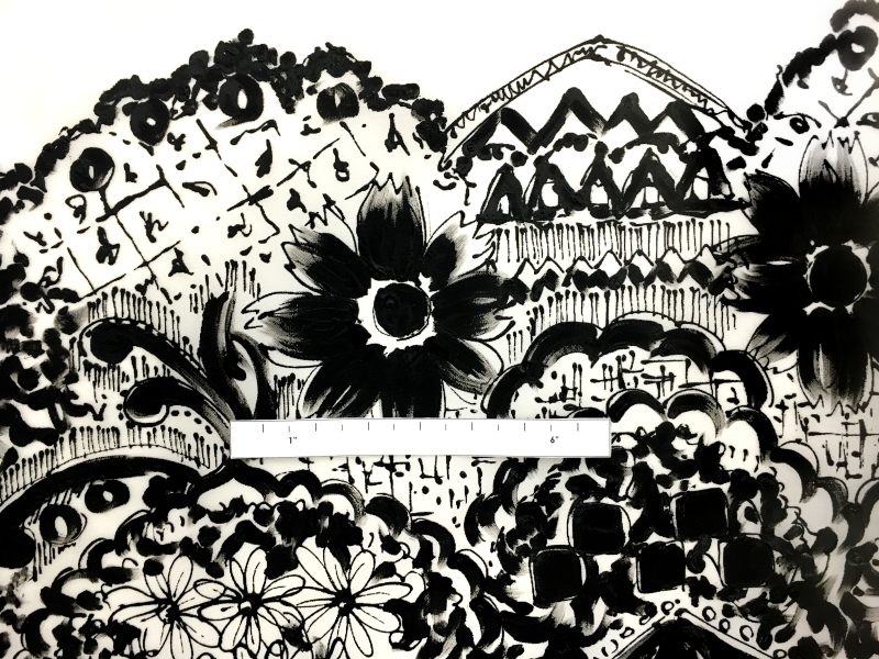 Hand Painted Lacquer Border Silk Gazar Panel2