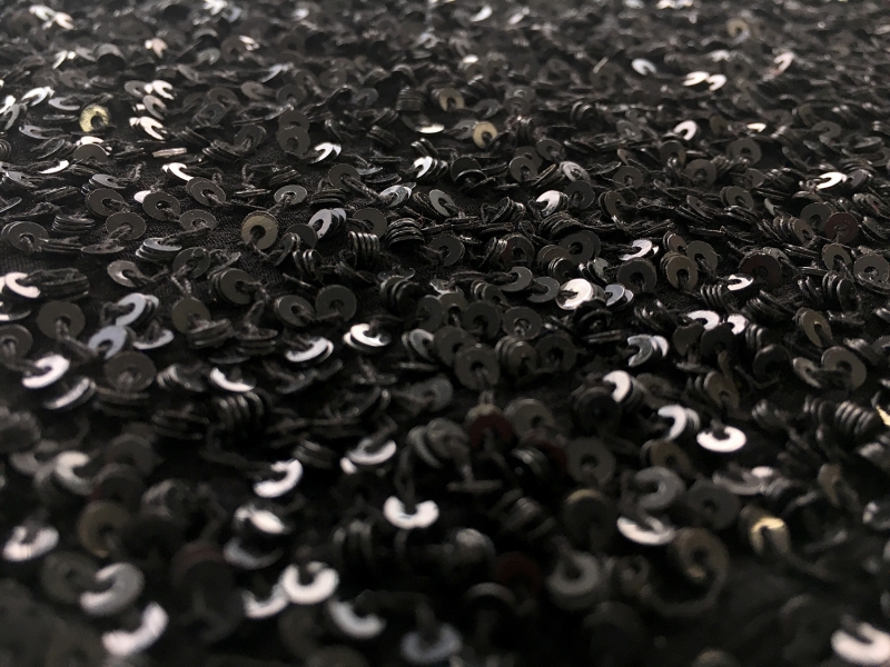 Shiny Black Sequins on Silk Chiffon 2