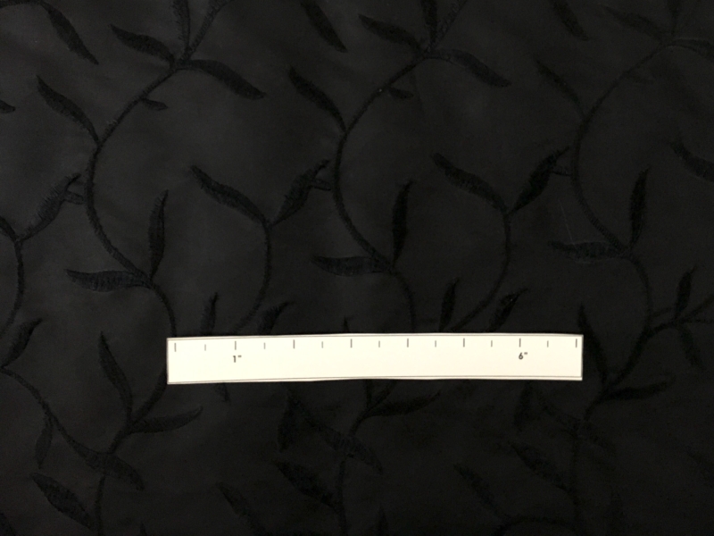 Silk Satin Organza Embroidered with Vines and Leaves2