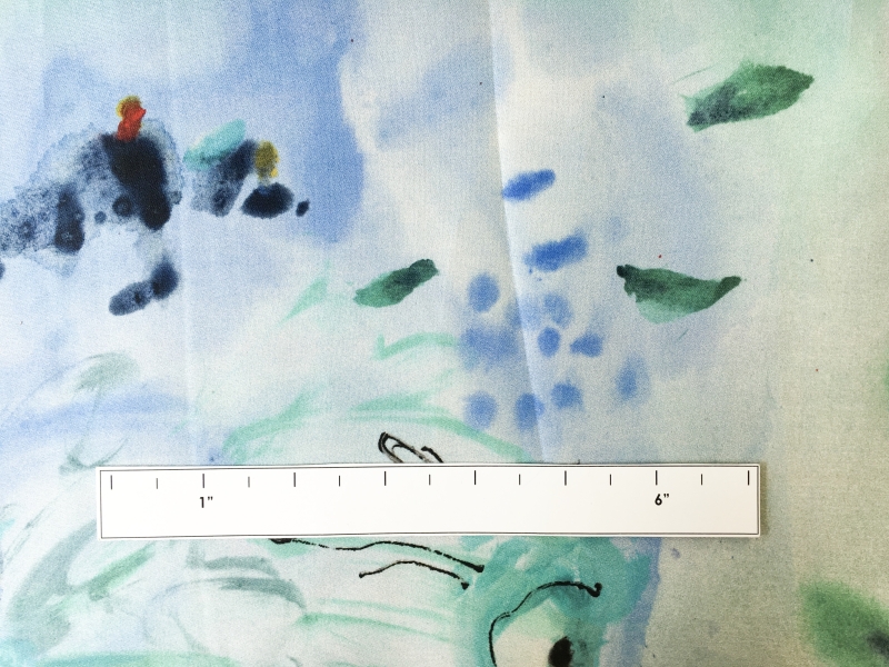 Printed Silk Satin Organza with Abstract Painterly Shapes1