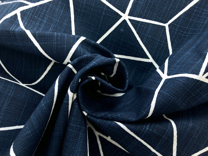 Denim Blue Cut Glass Cotton Upholstery Print1