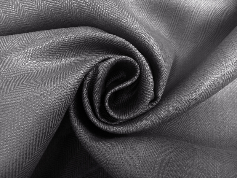 Upholstery Linen Herringbone in Graphite1