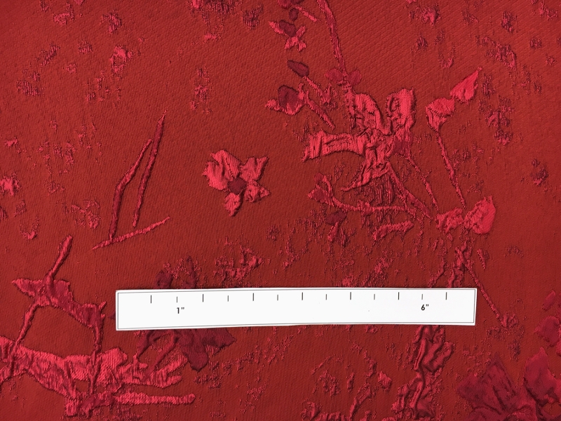 Polyester Twill with Metallic Abstract Floral Border1