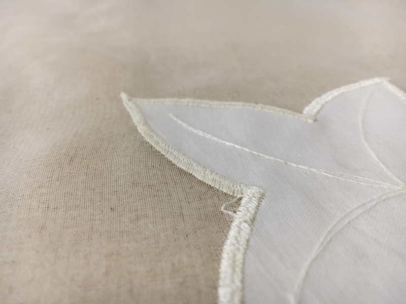 White Silk Organza Embroidered with Vines and Leaves in White2