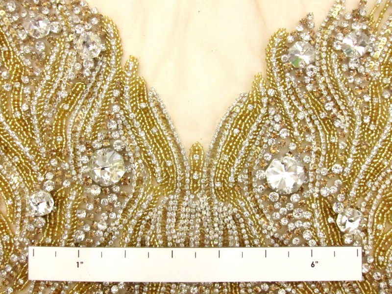 Colette Gold Crystal Embroidered Tulle Bodice1