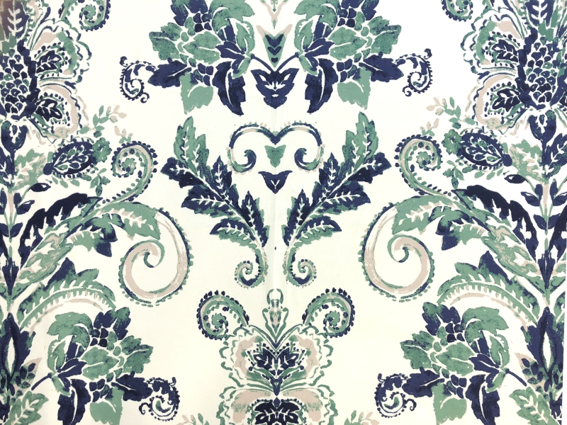 Cotton Canvas Floral Filigree Print in Green0