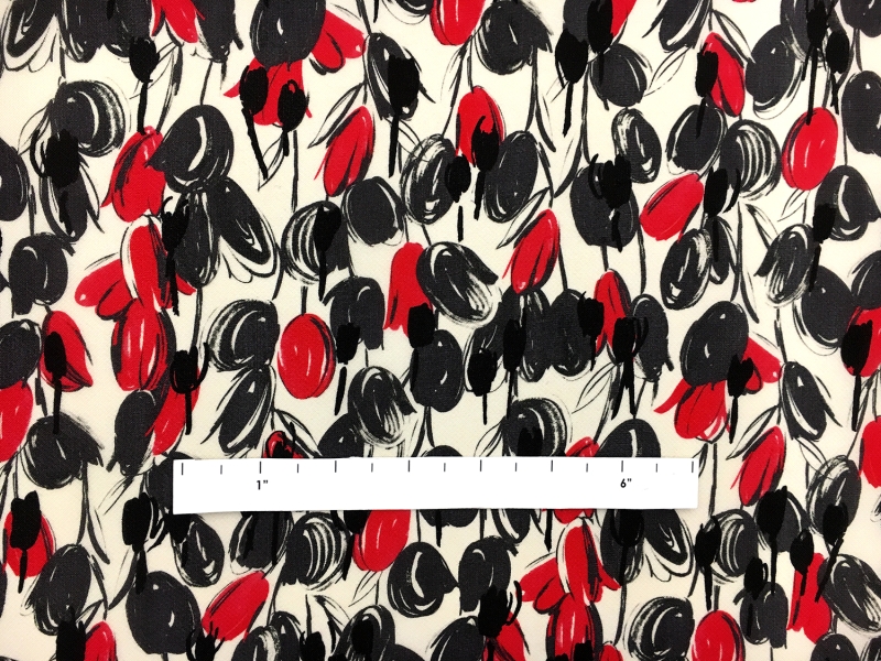 Printed Silk Gazar with Degradé Abstract Tulips2