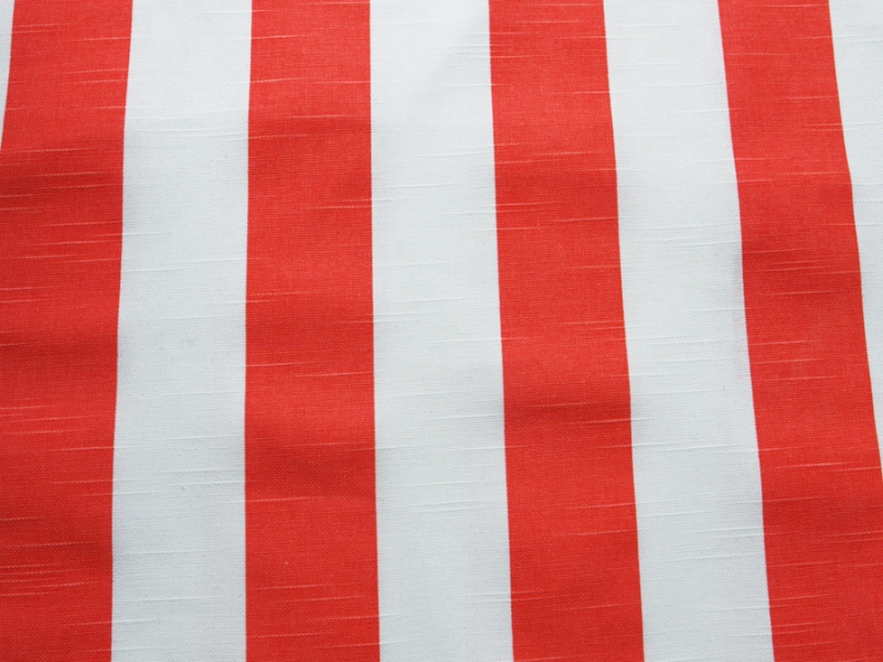 Cotton Canvas 2" Stripe In Neon Orange And White0