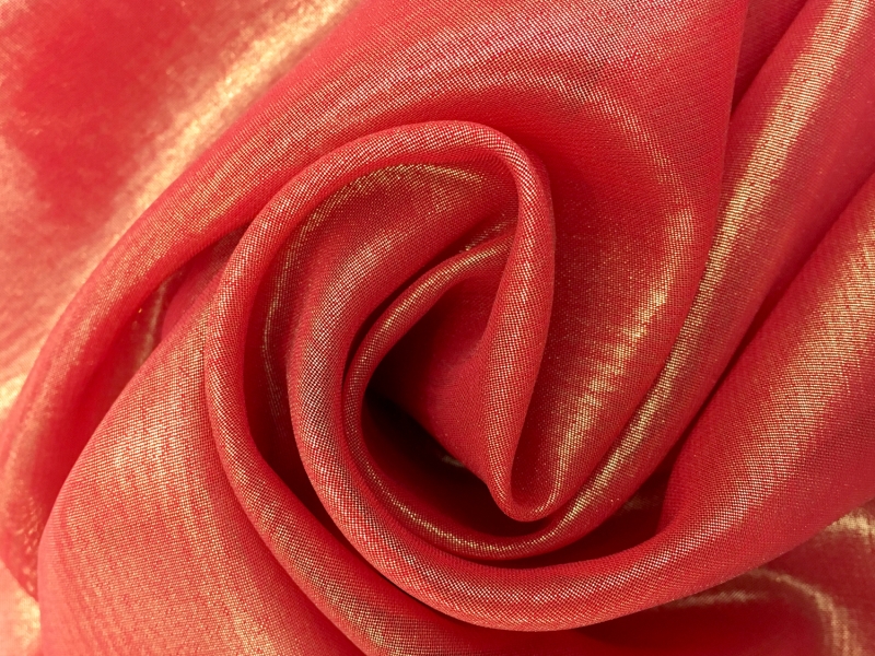 Microfiber Gold Metallic Chiffon in Scarlet0