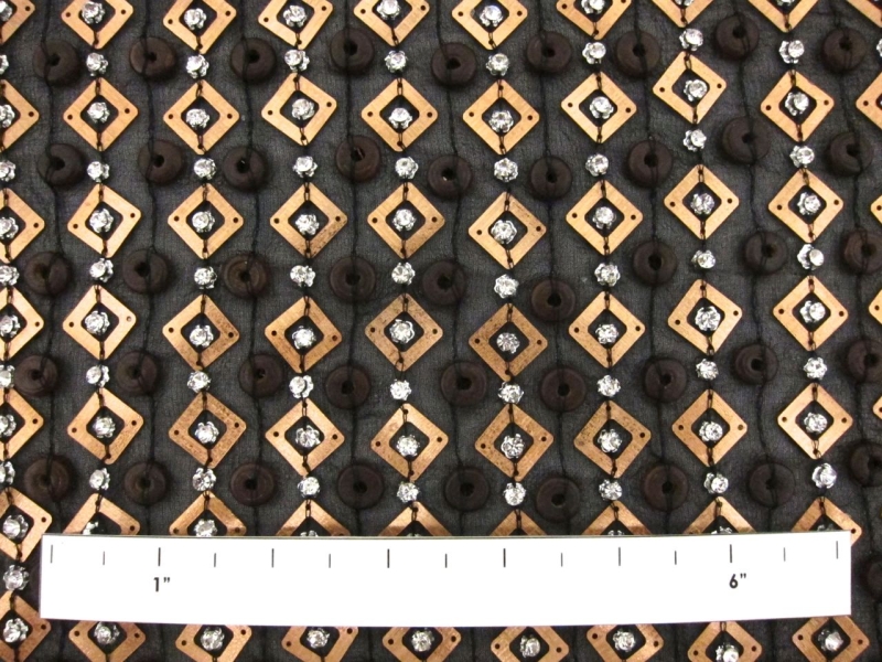 Novelty Sequins Beads and Crystals on Silk Chiffon1