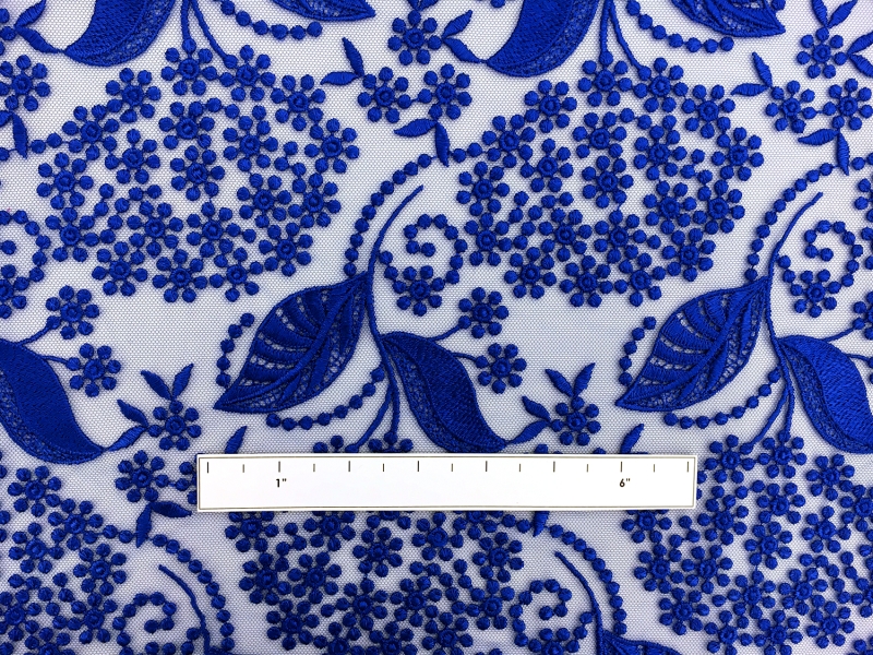 Embroidered Tulle with Leaves 1