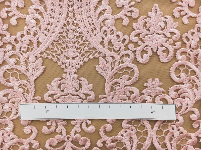 Baby Pink Embroidered Tulle with Intricate Designs1