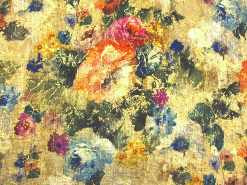 Metallic Silk Blend Cloqué0