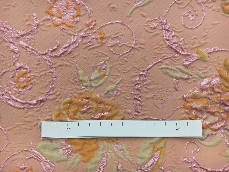 Silk Blend Matelassé with Flowers and Swirls1