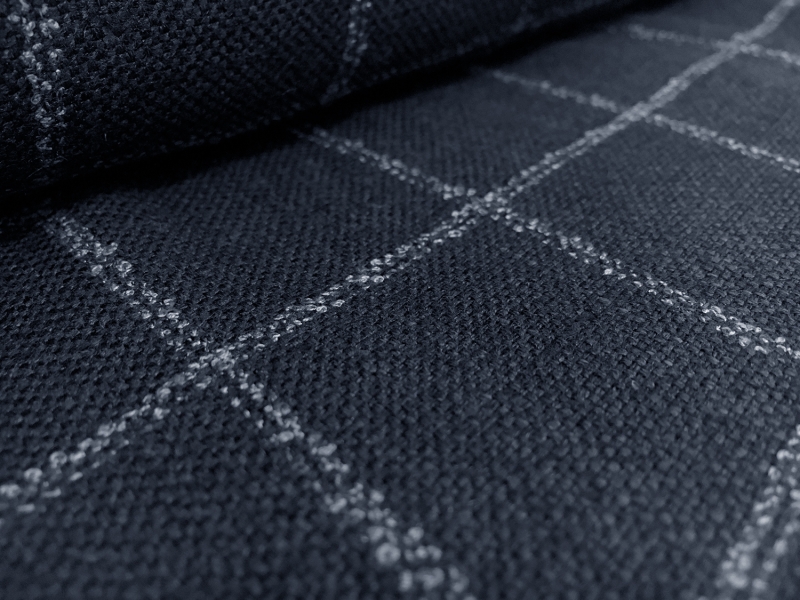 Italian Silk Linen Wool Blend Window Pane in Navy2