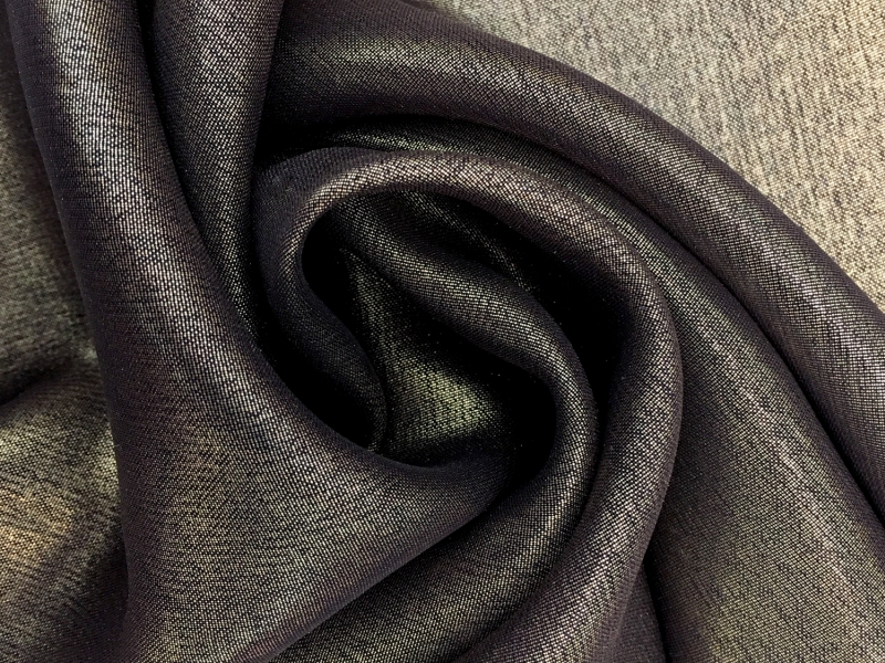 Microfiber Gold Metallic Chiffon in Navy0