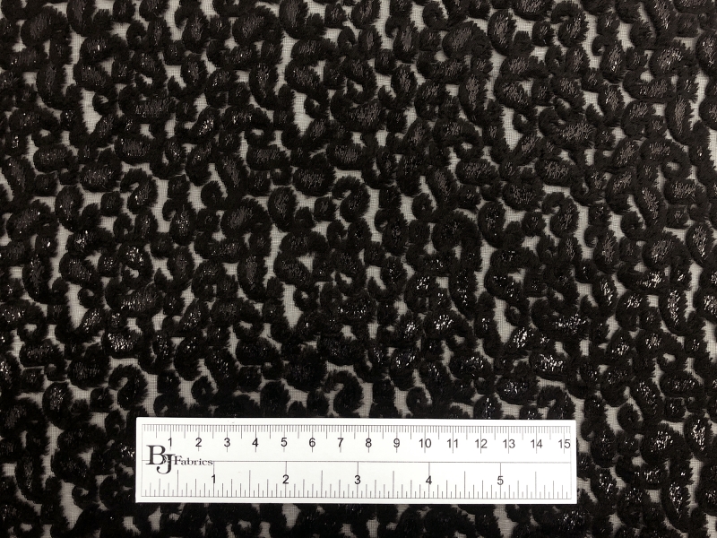 Black Paisley Rayon Lurex Panne Burnout Velvet 3
