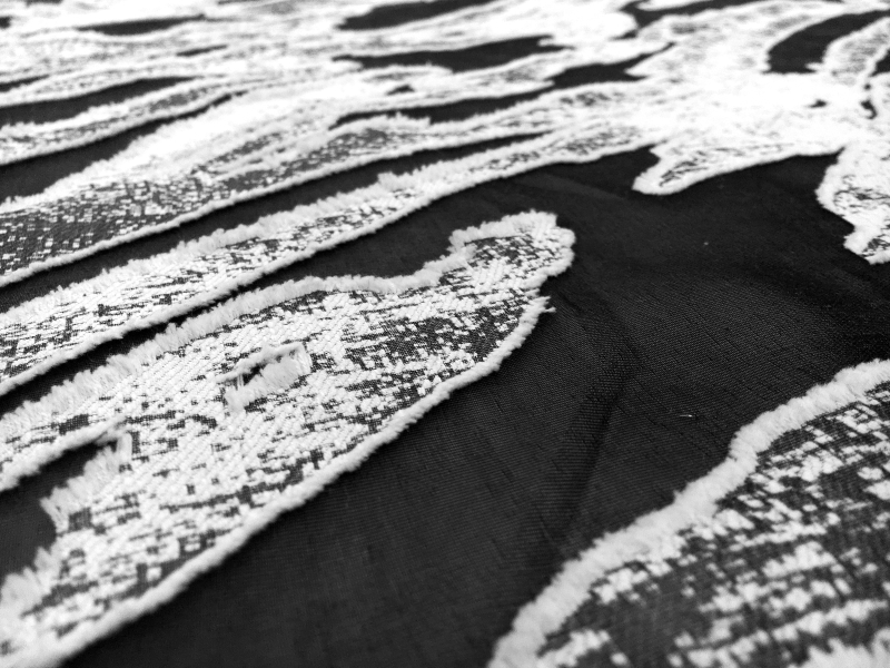 Silk and Viscose Blend Fil Coupé Organza with Large Diagonal Stripes2