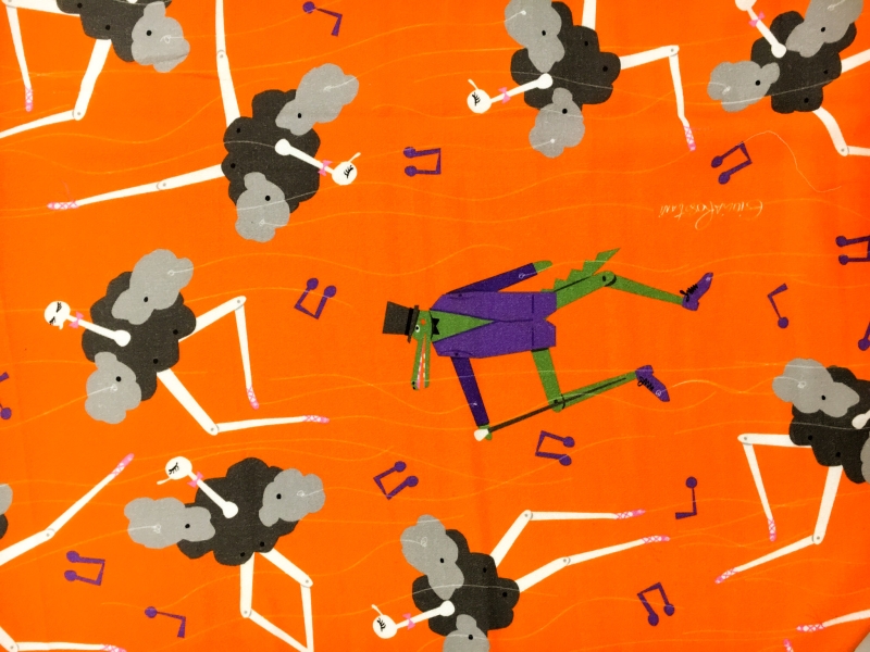 Virgin Wool Double Crepe Print with Dancing Alligators and Ostriches0