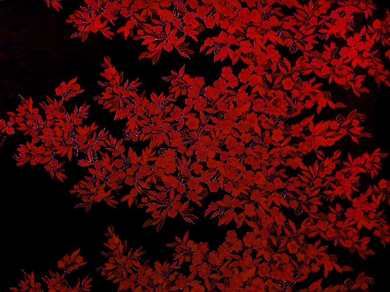 Silk Blend Metallic Cloqué Panel with Large Florals and Abstract Swirls0