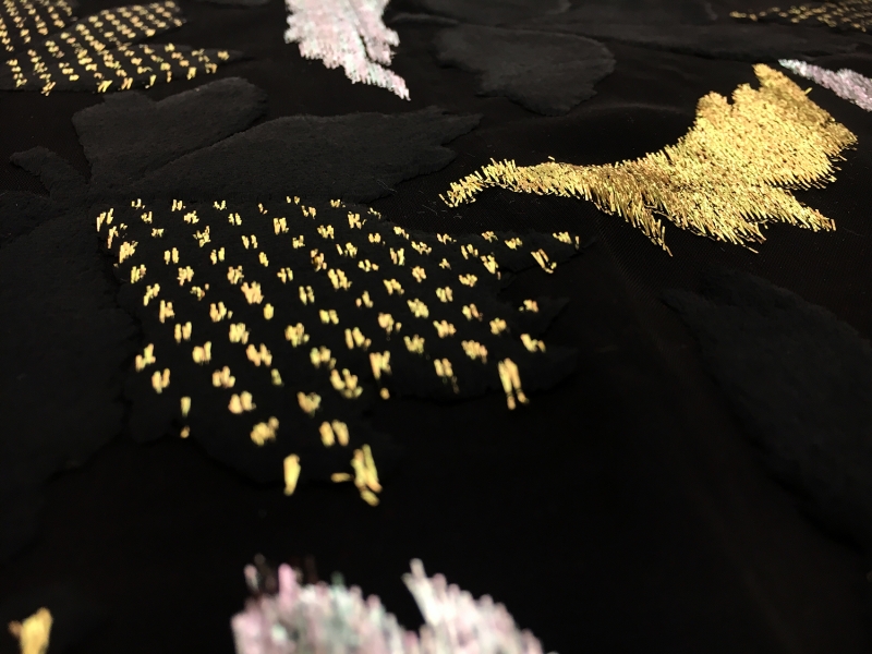Silk Lurex Burnout Velvet with Leaves Motif2