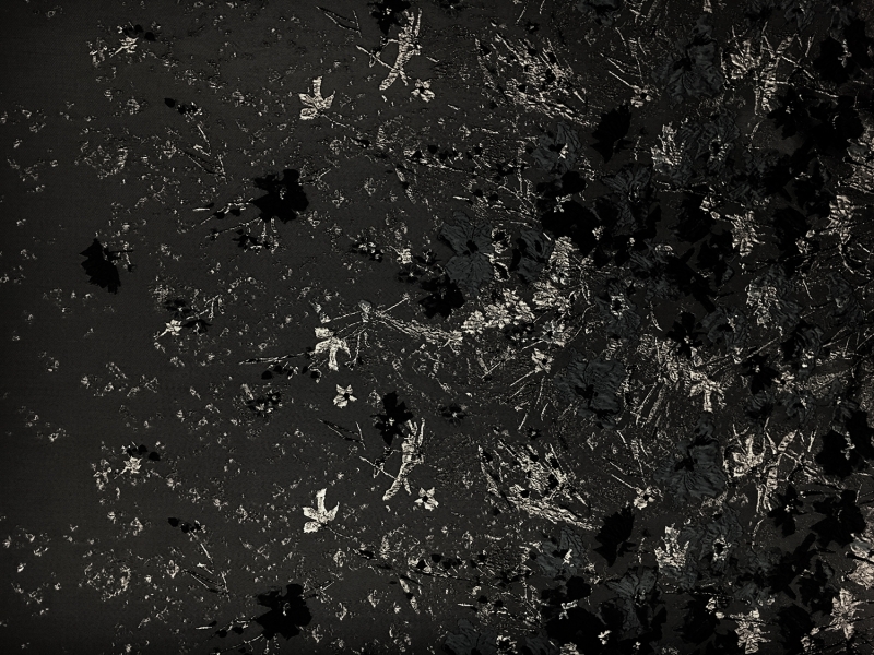 Polyester Twill with Metallic Abstract Floral Border0