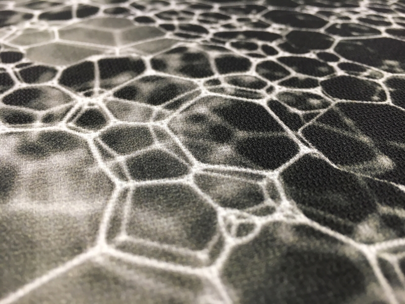 Printed Silk Gazar with Abstract Bubble Geometric Print2