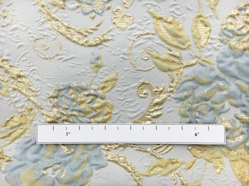 Silk Blend Matelassé with Flowers and Swirls1