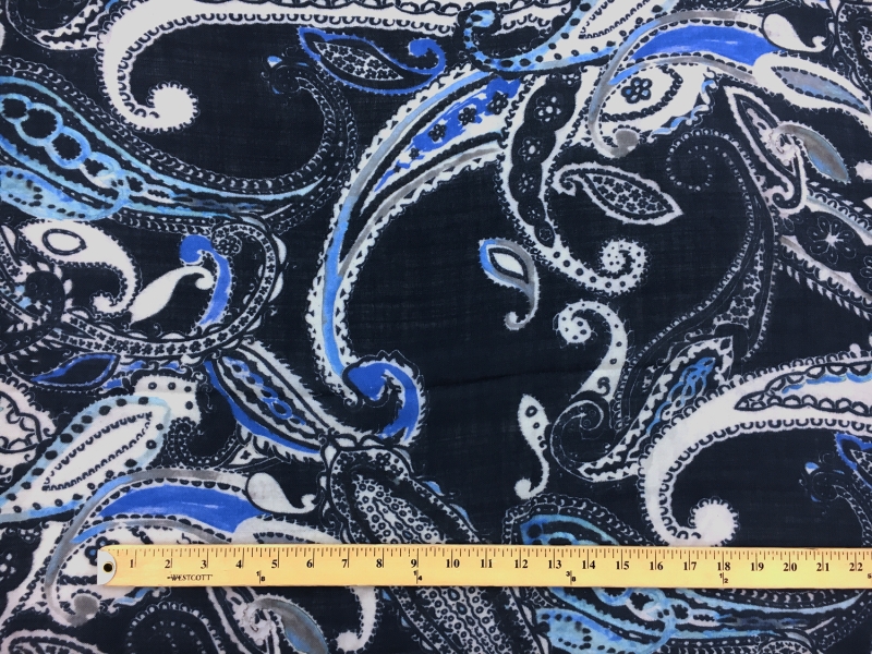 Italian Wool Challis With Over Sized Paisley Print2