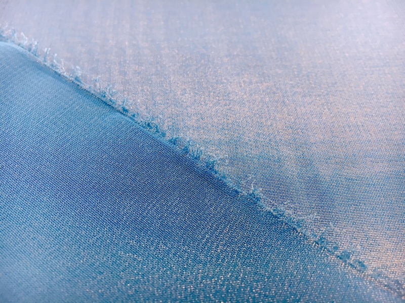 Microfiber Gold Metallic Chiffon in Tropic Blue1