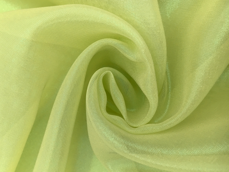 Microfiber Gold Metallic Chiffon in Lime0