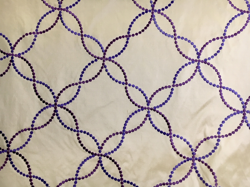Silk Shantung with Embroidered Intertwined Dots0