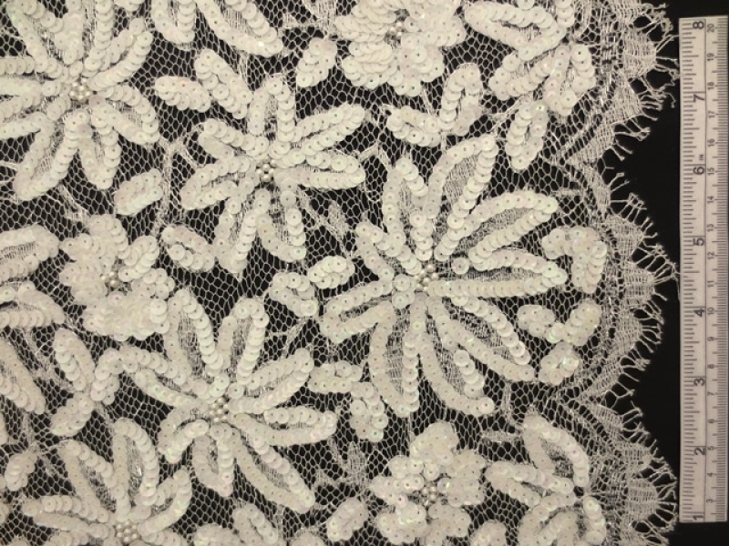 Beaded Metallic Chantilly Lace0