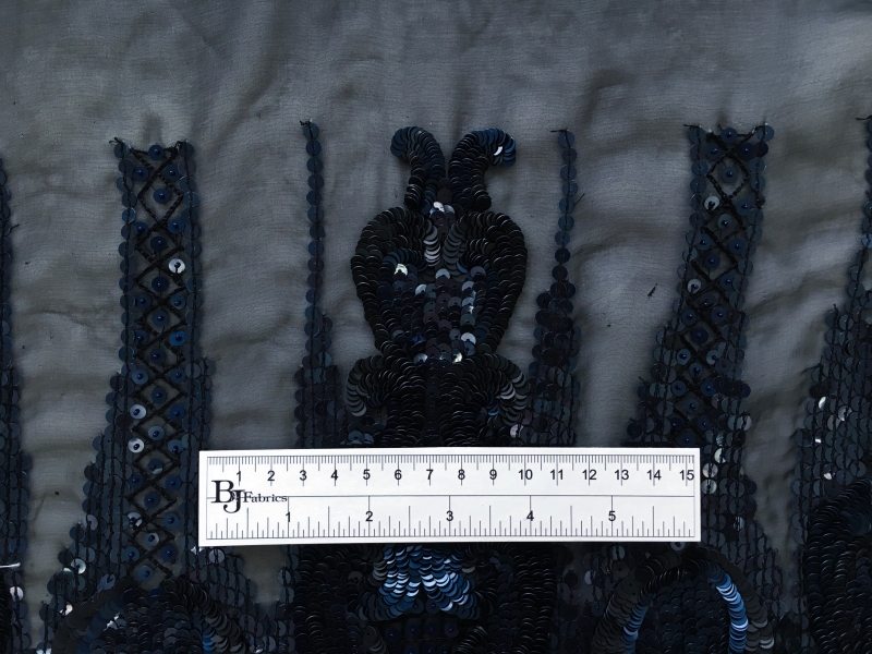 Silk Chiffon Panel with Heavy Sequined Border1