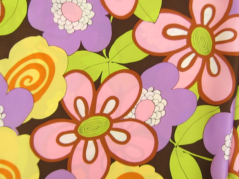 Printed Silk Charmeuse with Vibrant Illustrated Florals0