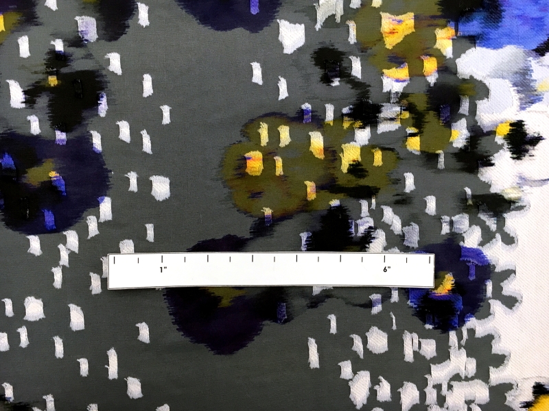 Cotton and Silk Blend Burnout Organza Panel with Pansies1