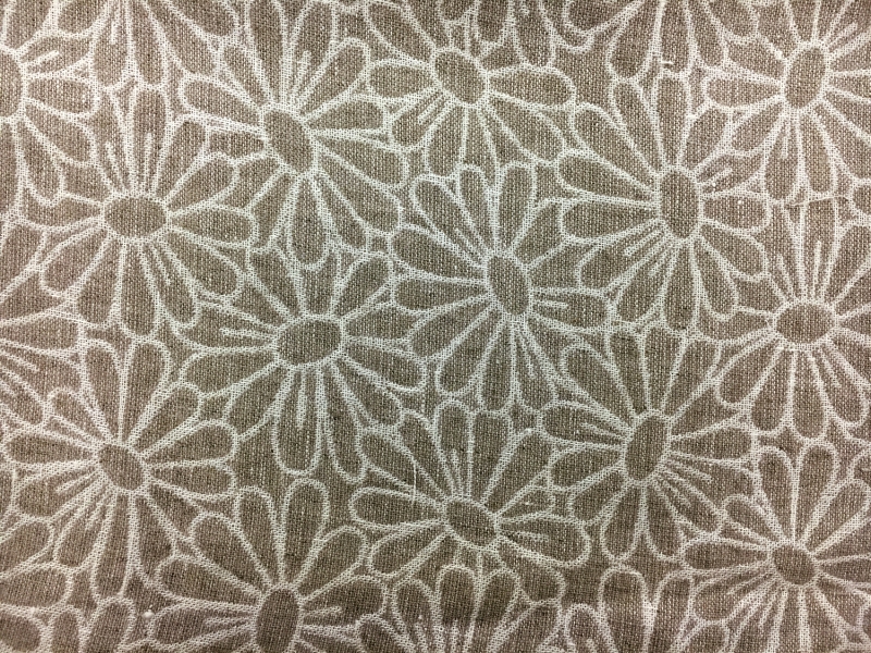 Doubleface Upholstery Linen Daisies Damask1