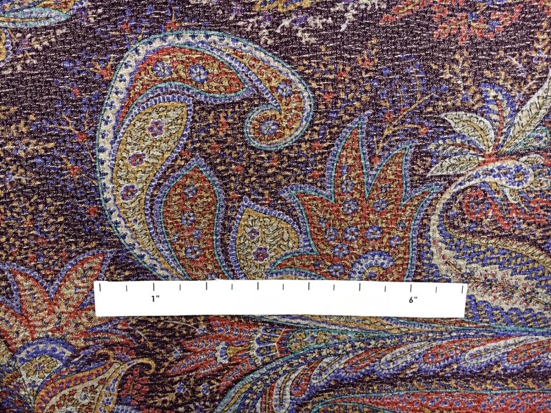 Silk and Wool Blend Metallic Crepe with Paisley Patterns1