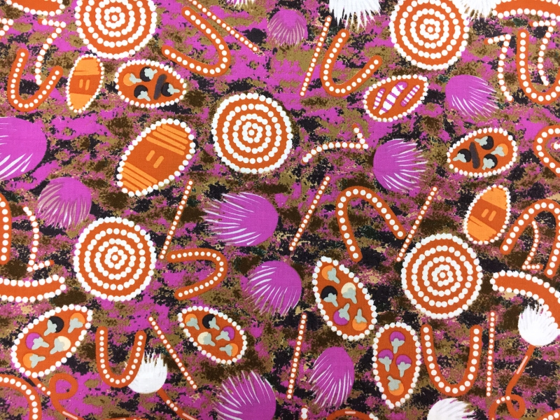Australian Cotton Print With Aboriginal Motif 0
