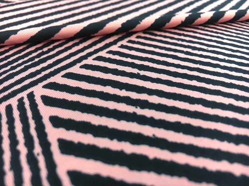 Poly Spandex Jersey Print in Navy and Pink2