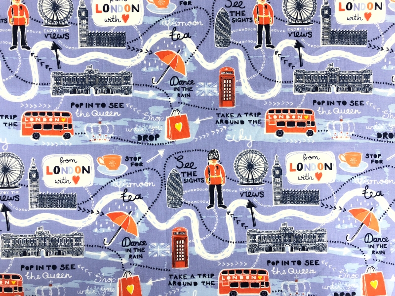 Cotton Broadcloth London Print0