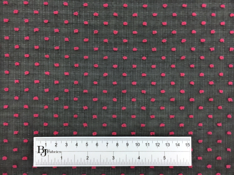 Cotton Plumetis in Black Fuchsia2