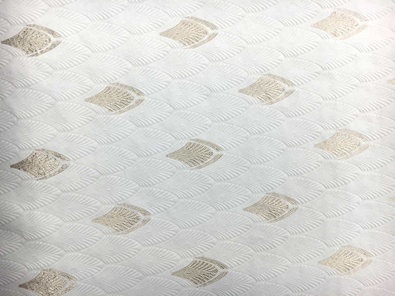 Silk and Cotton Blend with Metallic Jacquard Art Deco Details0