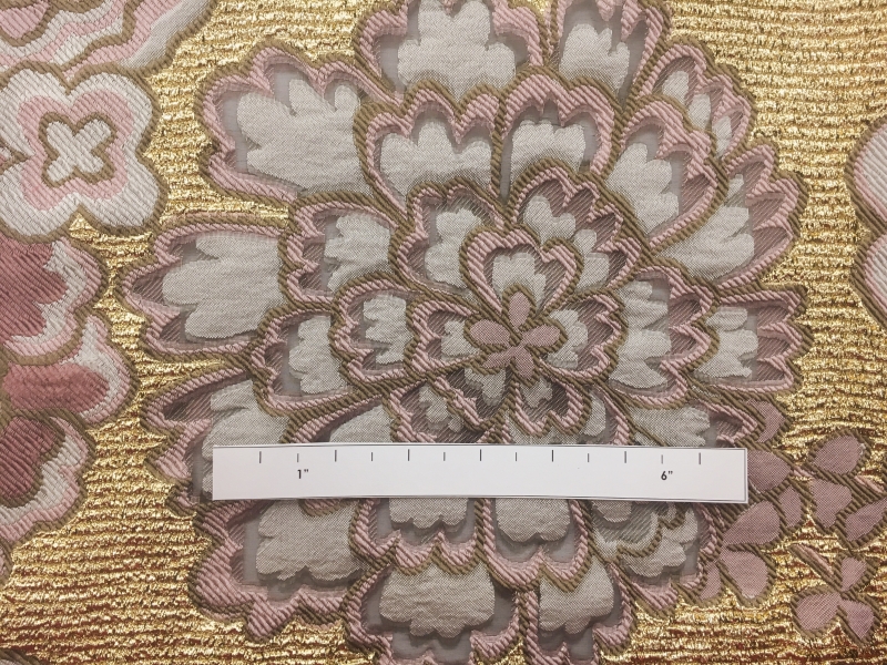 Metallic Burnout Fil Coupe with Large Florals on Metallic Gold Organza1