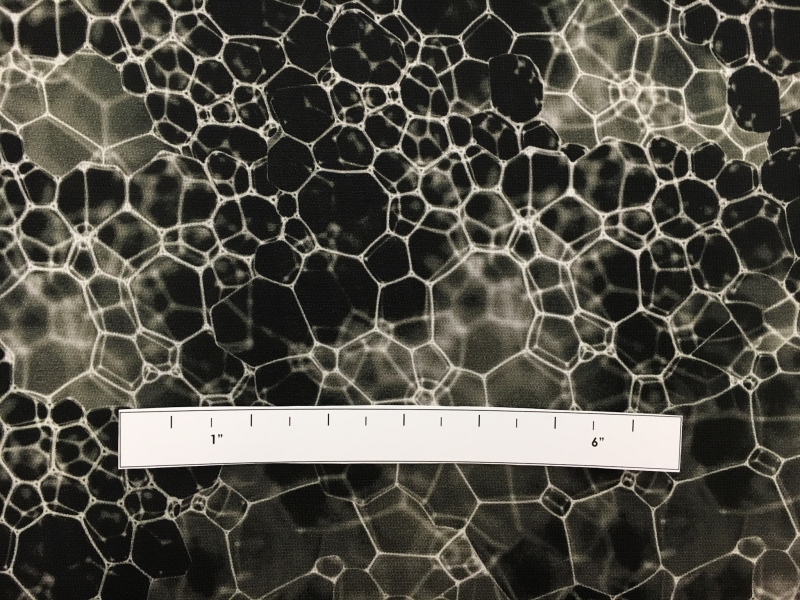 Printed Silk Gazar with Abstract Bubble Geometric Print1