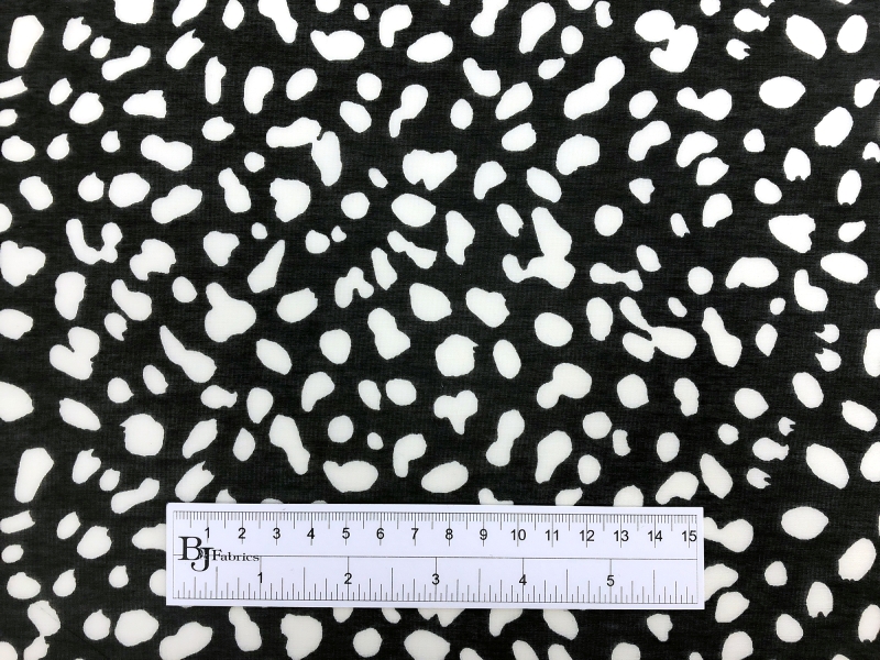 Cotton Silk Voile Black and White Spots Print3