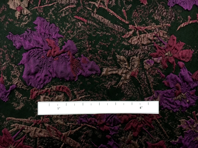 Polyester Twill with Metallic Abstract Floral Border1